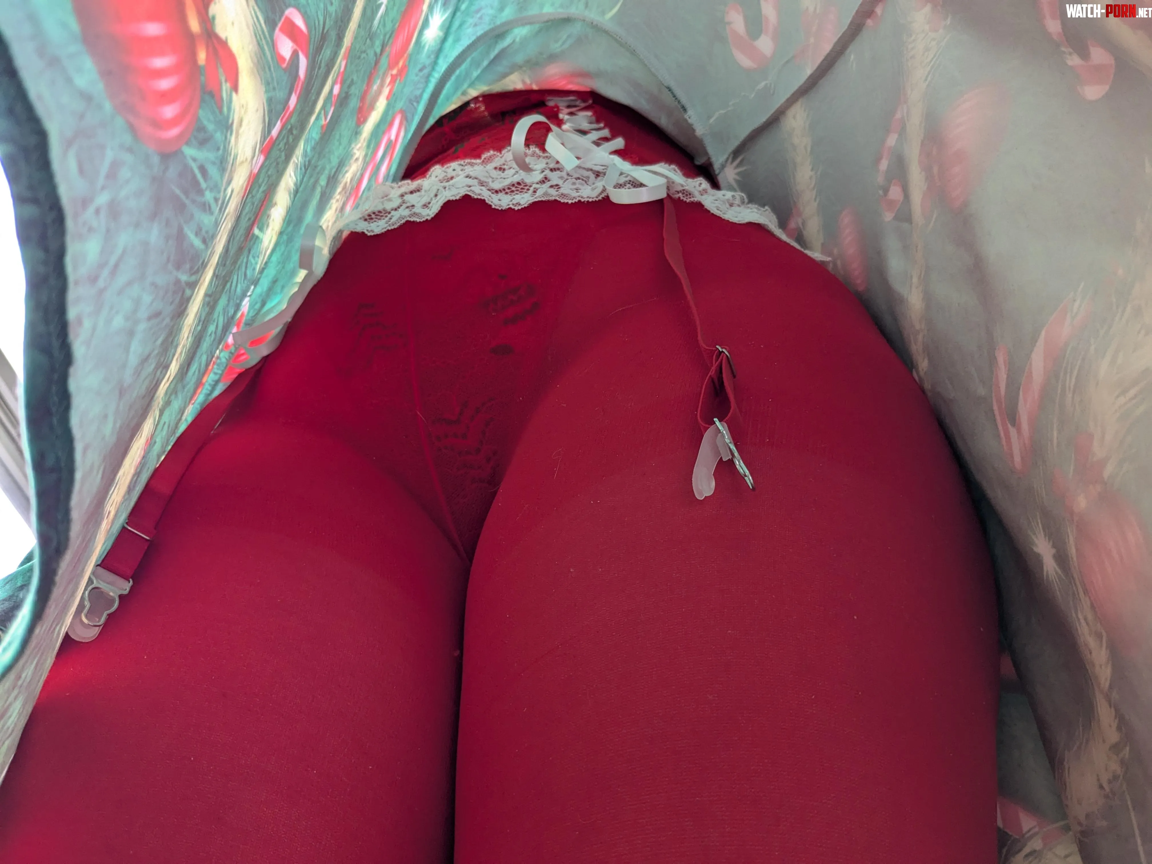 Upskirt peek of my Christmas content  by rodentdroppings