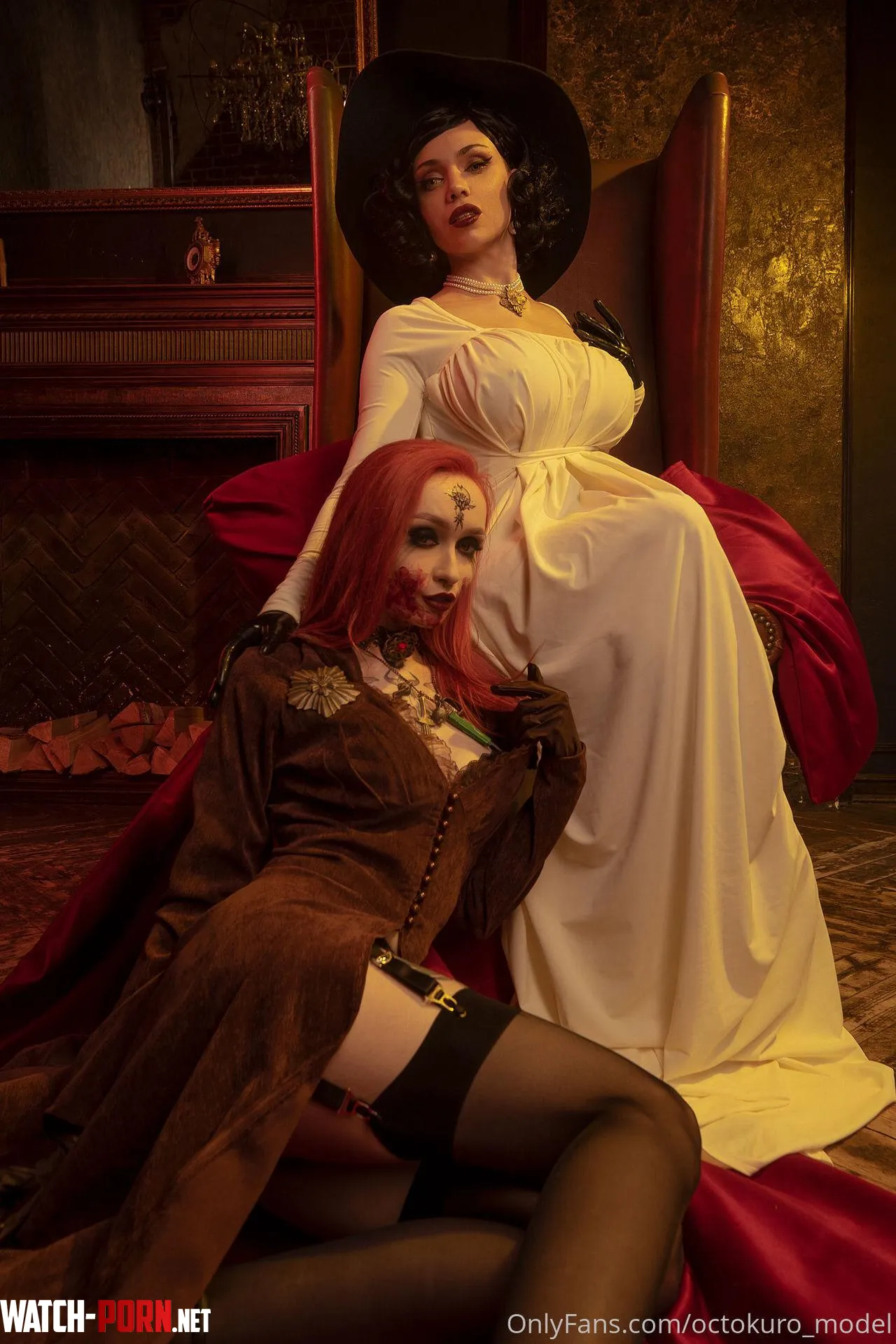 Lady Dimitrescu and Daniela Dimitrescu by Octokuro and Leah Meow by iam_ocotkuro