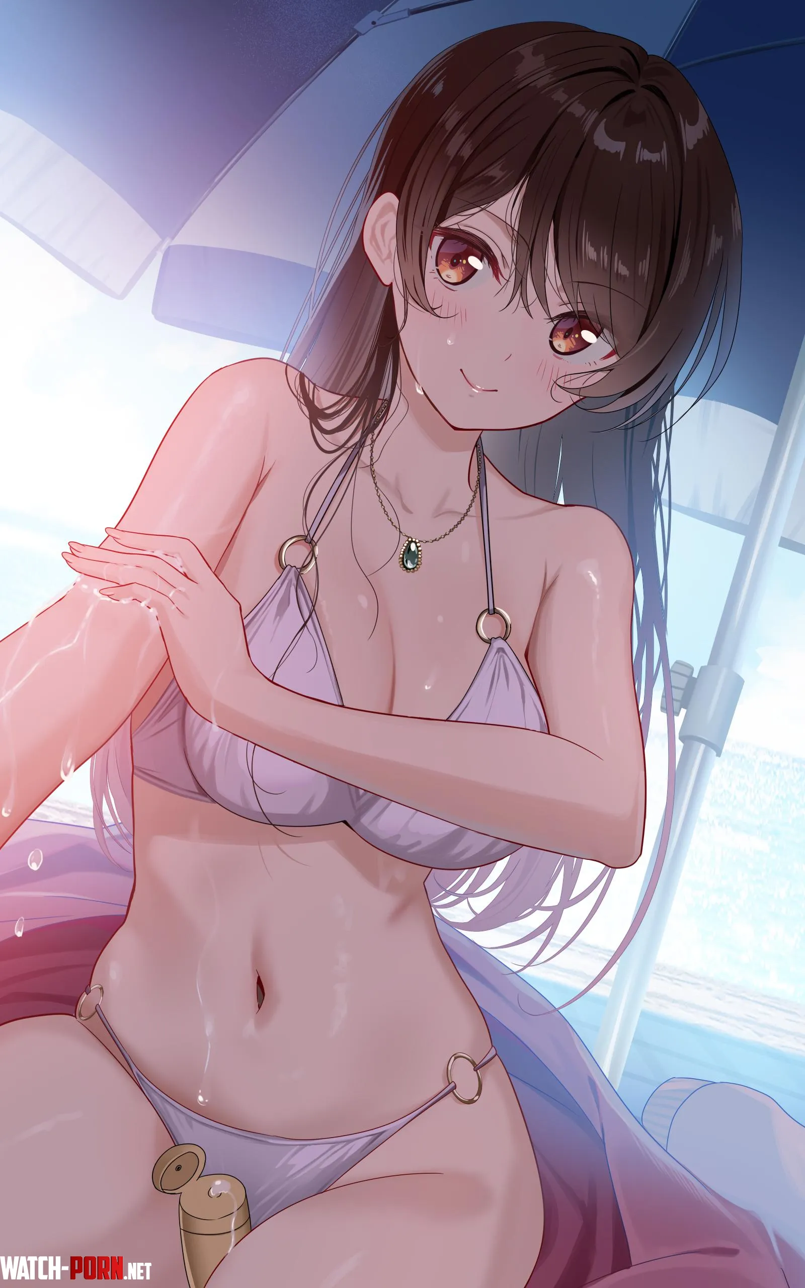 Chizuru applying sunscreen by xSaviour_N
