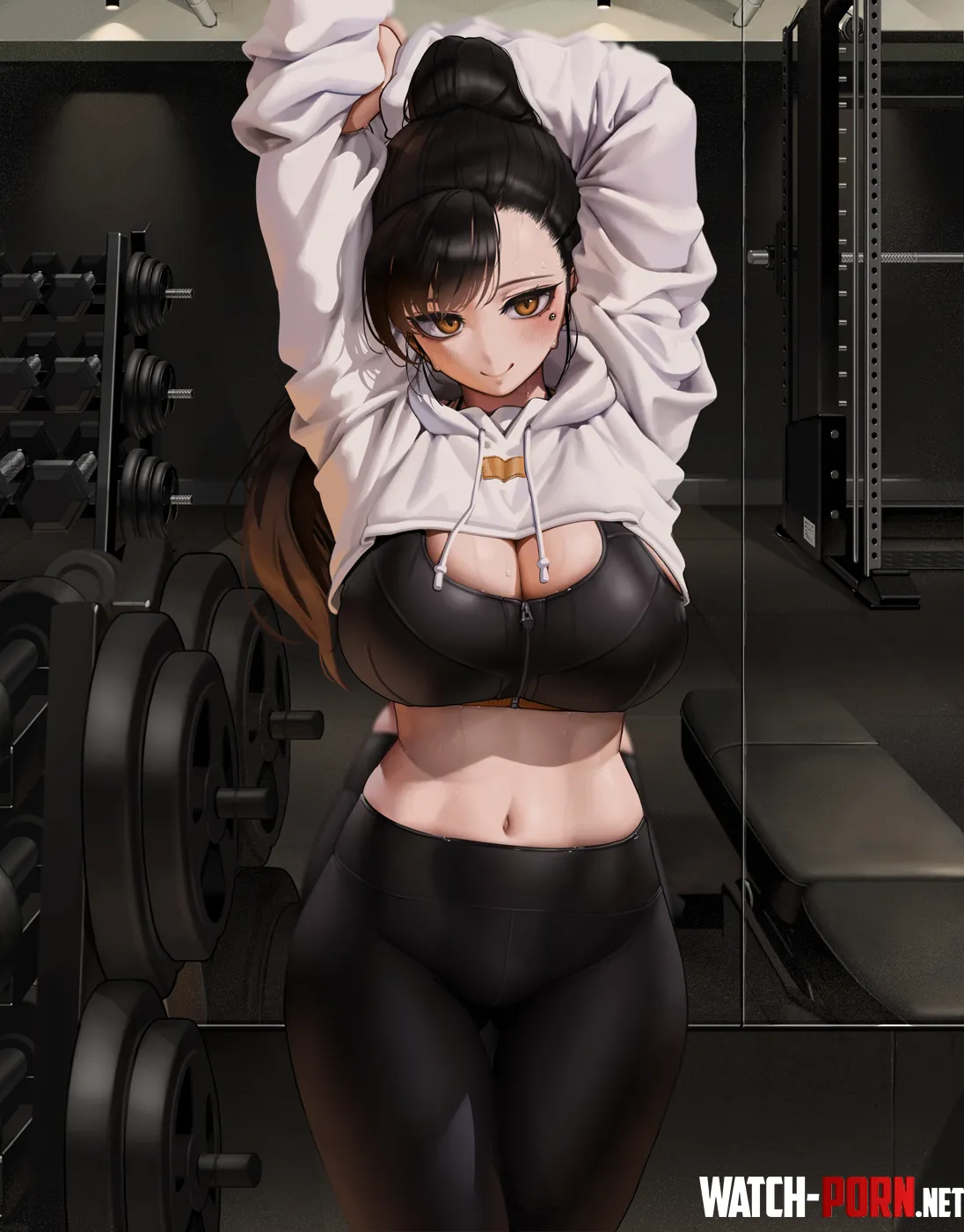 Stretching in the Weight Room by CheetahSperm18