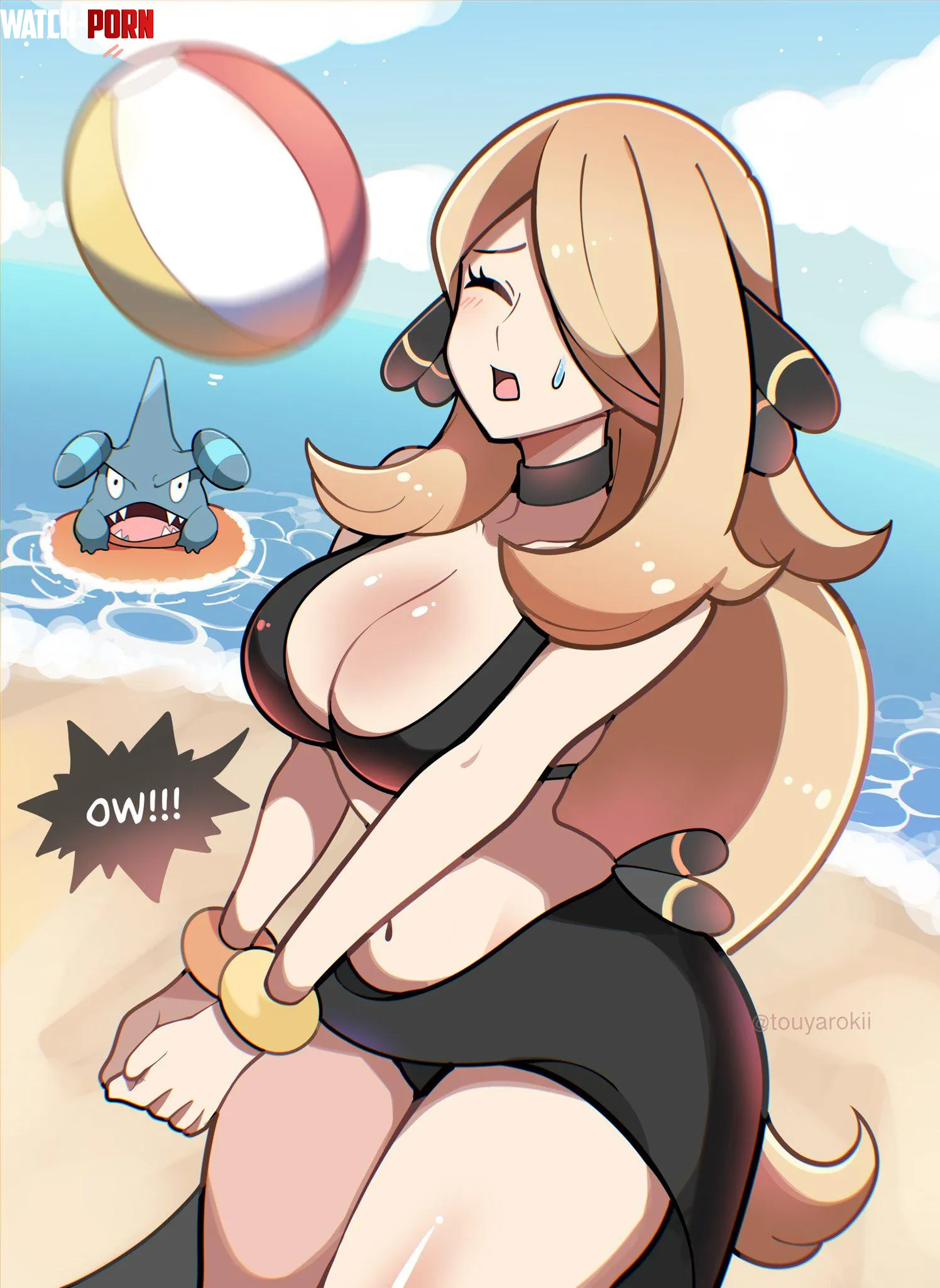 Cynthias Hot Day At The Beach by A_MASSIVE_PERVERT