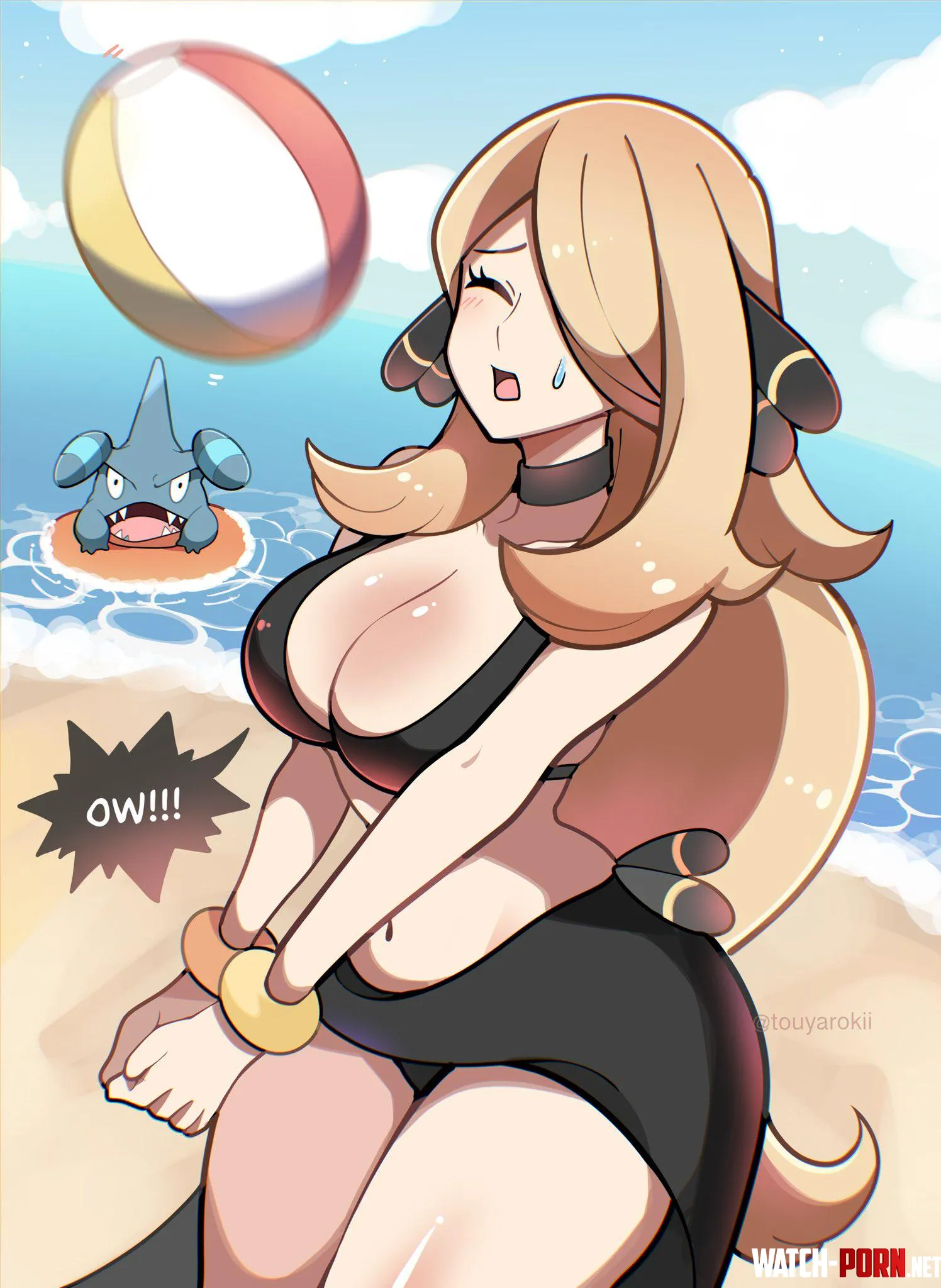 Cynthias Hot Day At The Beach Pokemon Touyarokii by A_MASSIVE_PERVERT