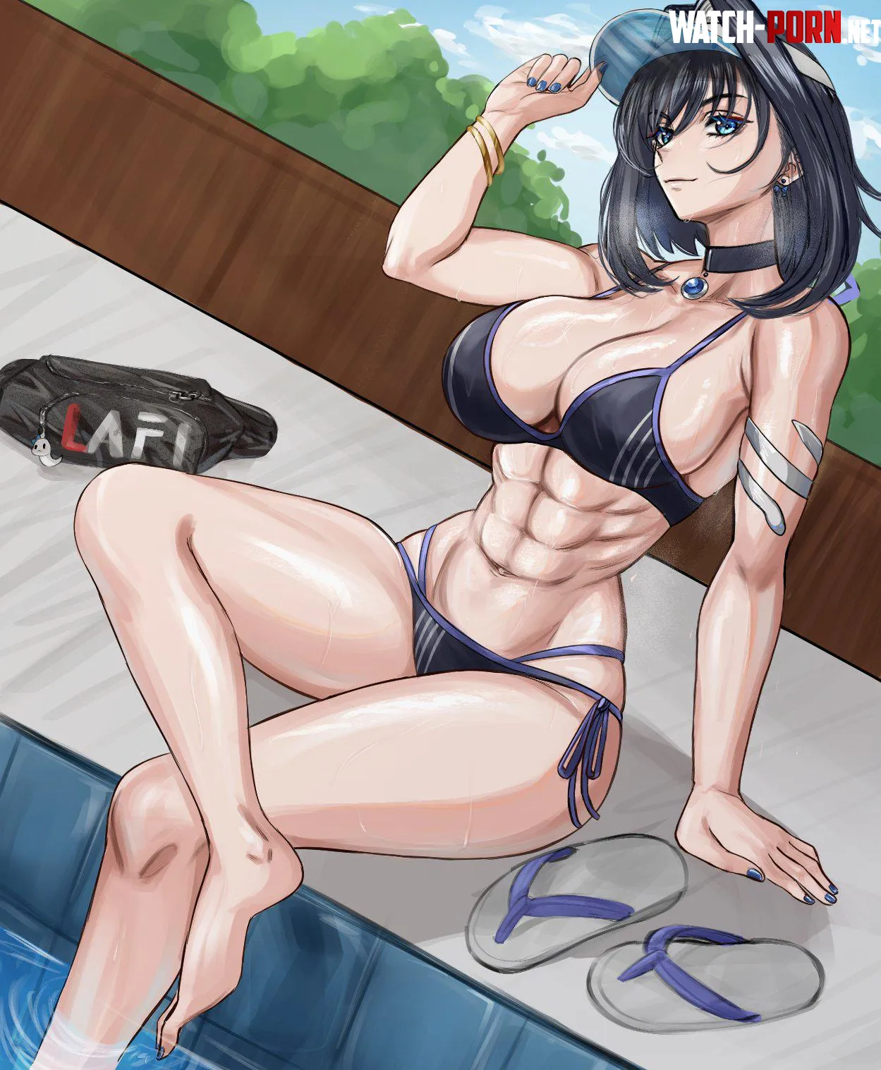 Kronii at the Pool Sacro Quibe Hololive by Throwawheylmao