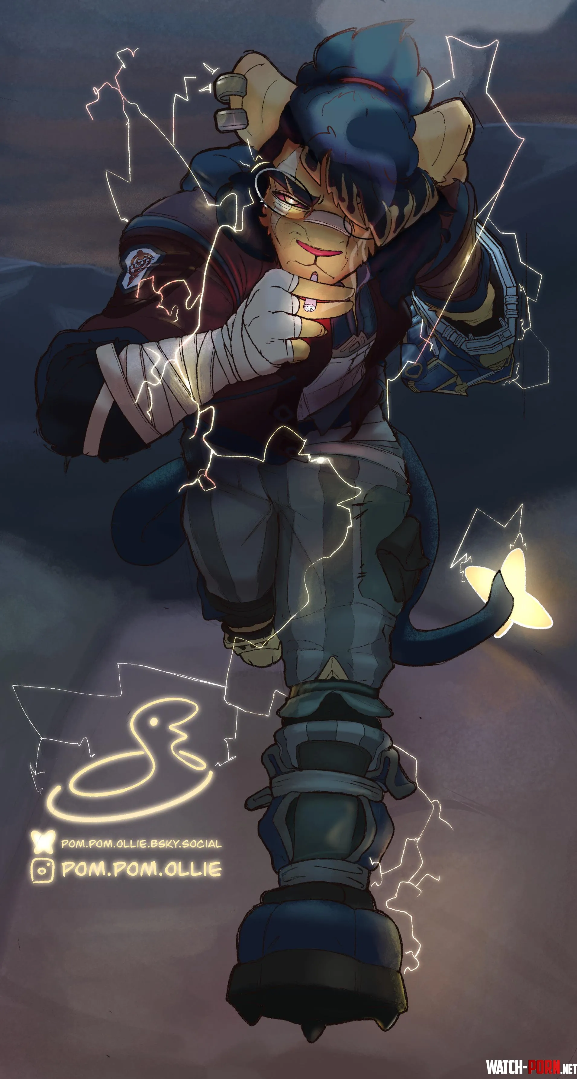 Commission of a shiny Luxray sona dressed as Vi  by Pom-Pom-Ollie