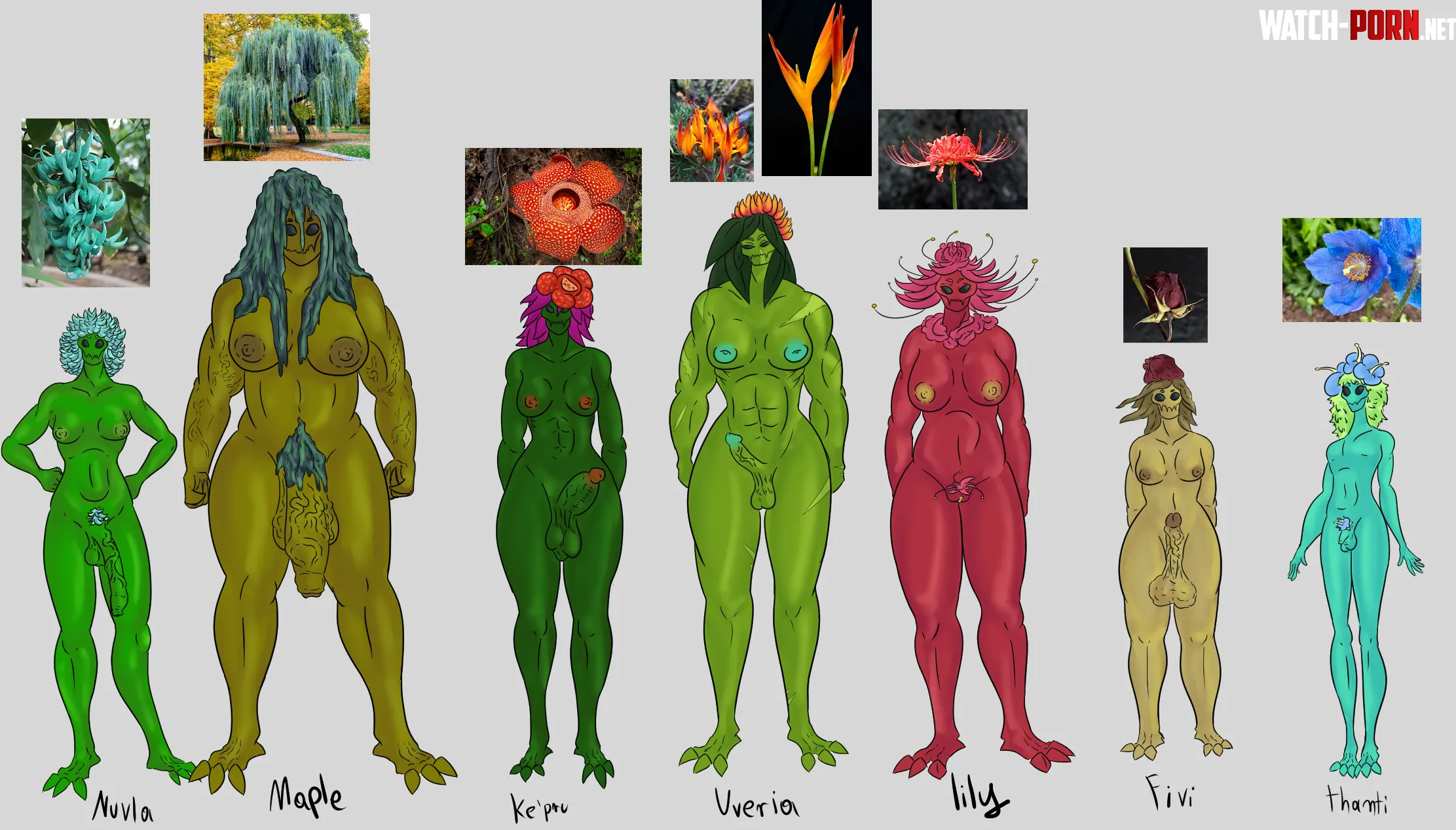 Some futa florans and a milf and a femboy I drew as a anatomy study by felianen