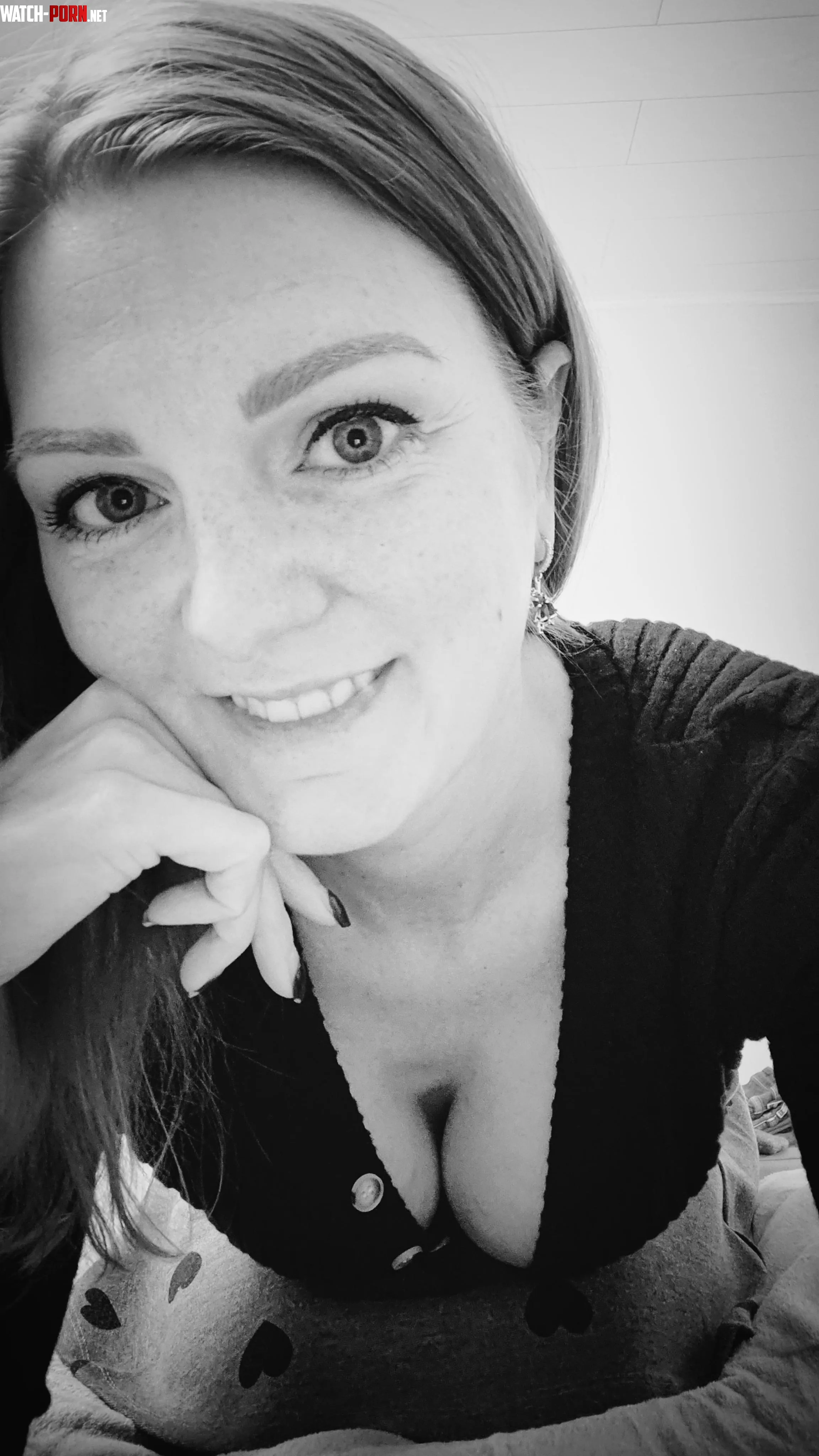 Can you appreciate a black and white down blouse photo by Ginger-Pumpkin