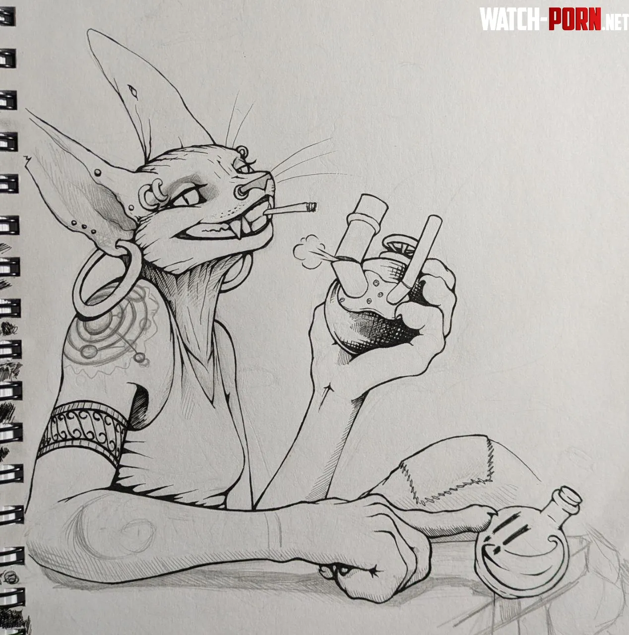 Troublesome kitty  WiP Art by me by Effective_Army8596