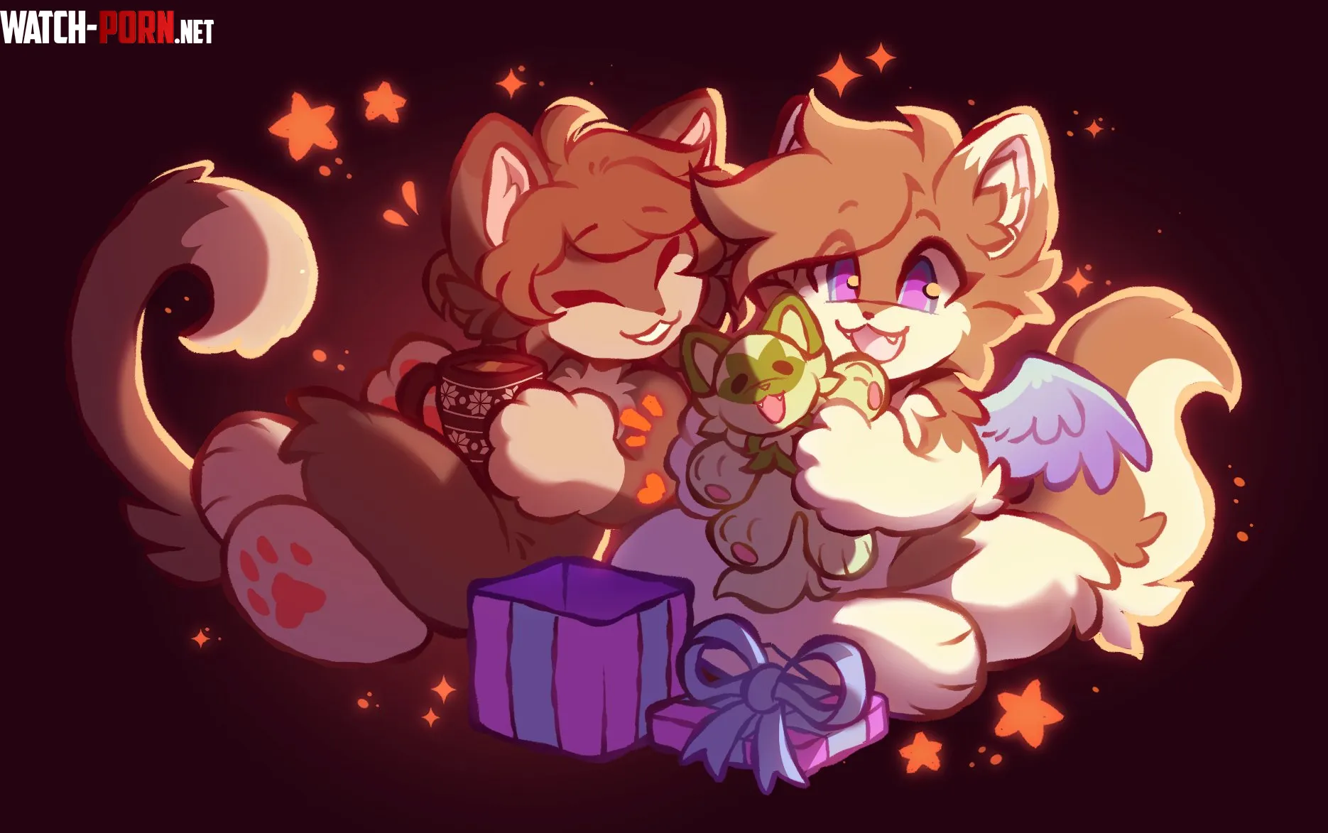 A late christmas present   art by fawnclouds amp gard3nb0y on bsky by Snowwingedwolf