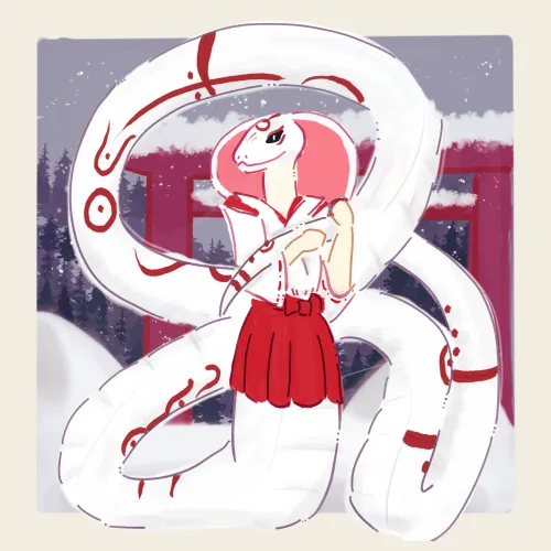 Thumbnail Snake Shrine Maiden Art: Welcoming 2025 in Furry Style by QuatreNox