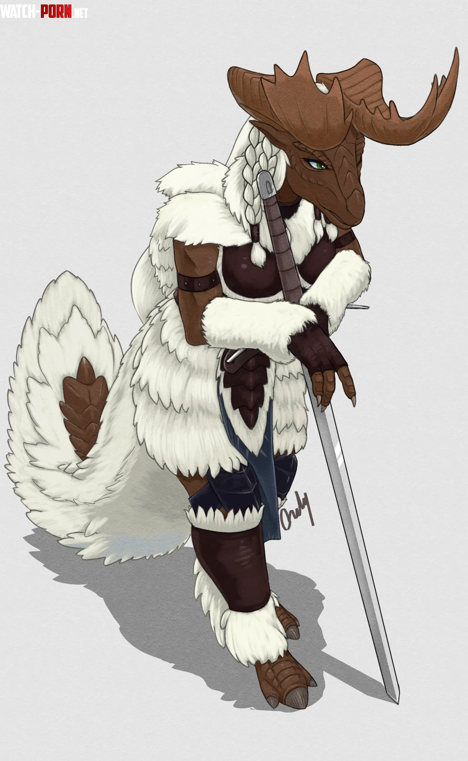 Final member of the ragtag DnD party a moose dragon fighter Big in heart and sword or rather big everything Art by me by Onlyhasart