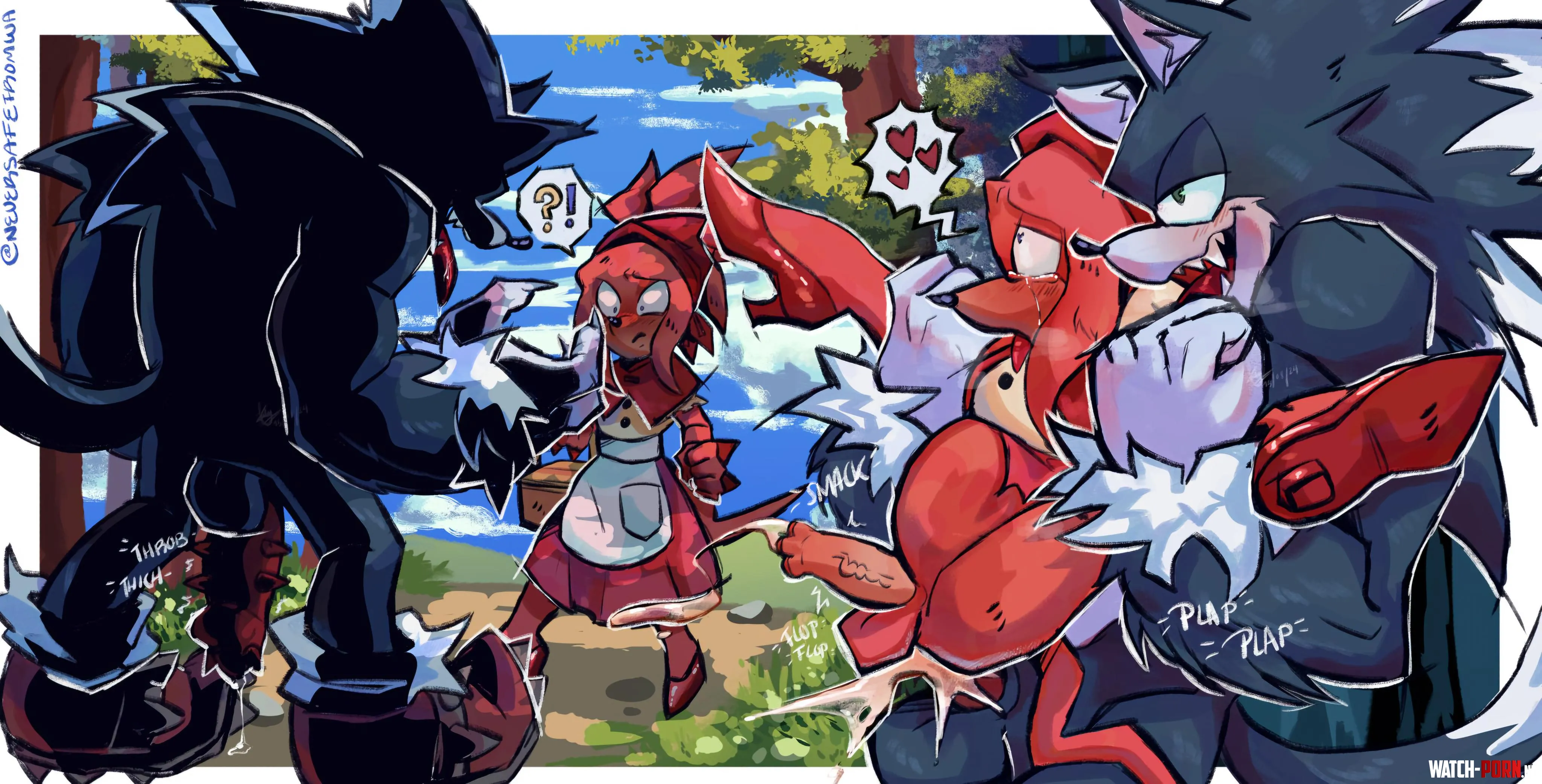 The Red Riding Echidna and the Big Bad Werehog  MMNeverSafeFromWa by Sonic_the_hedgedog