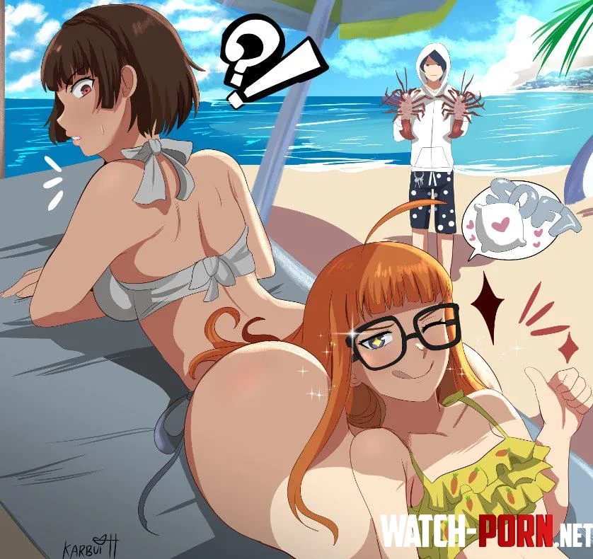 Futaba Found A Big Soft Pillow On Makoto Persona Karbuitt by A_MASSIVE_PERVERT