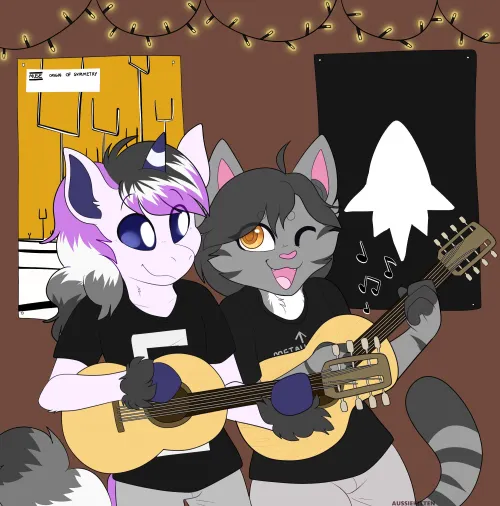 Thumbnail Jammin Together: Art Piece for ponytrigon by Aussie_Kitten_
