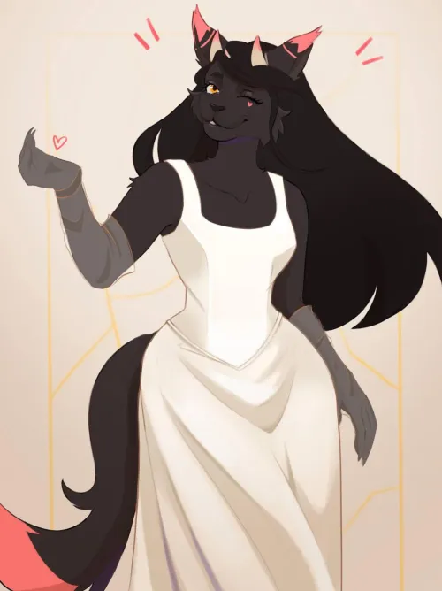 Thumbnail Ariin Wearing a Vivienne Westwood Dress: Furry Art by Ariin-art