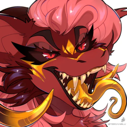 Thumbnail Teeganblu Showcases Gold Dragon Maw Art in the Furry Realm