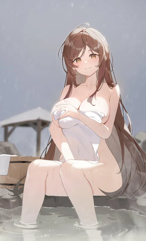 Thumbnail Serene Beauty: 'Beauty at an Onsen' by marxsander2016 in the ecchi Category