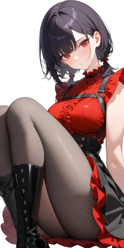 Thumbnail CheetahSperm18's take on Red Dress and Boots in thighdeology