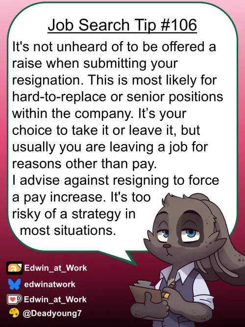 Thumbnail Job Search Tip: Resignation Raise and Furry Insights by Edwin_at_work