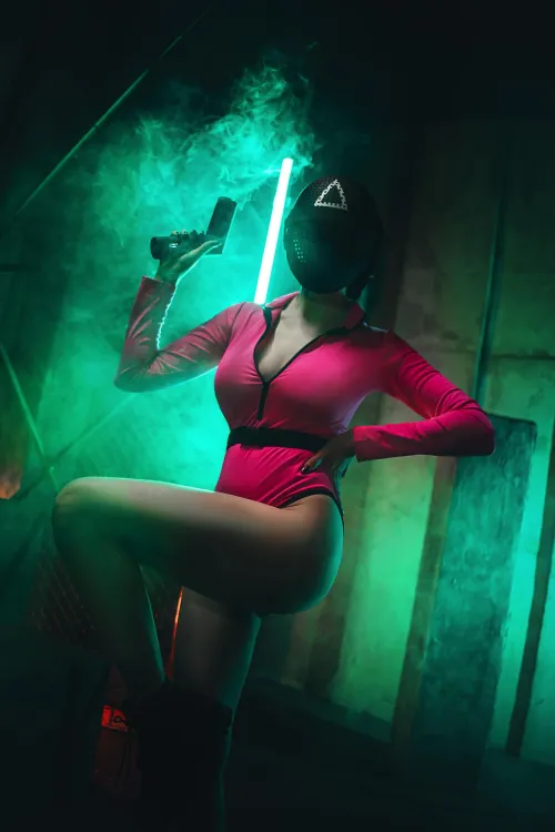 Thumbnail Squid Game Pink Guard Cosplay: BellatrixAiden's NSFWCostumes Impression
