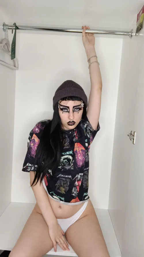 Thumbnail Accentuating Goth Look with White Panties | gonewildmetal