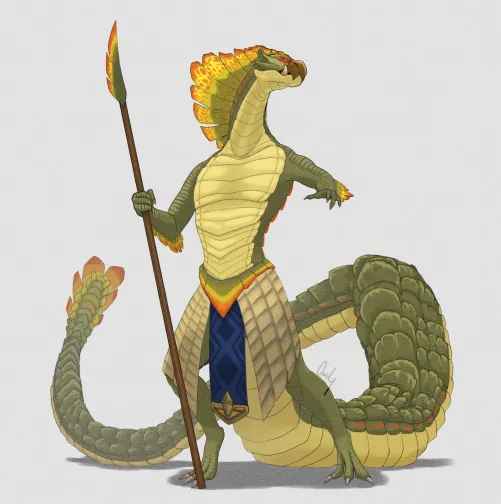 Thumbnail Guarding with Snake Spearman Art by Onlyhasart - Furry Adventures Await