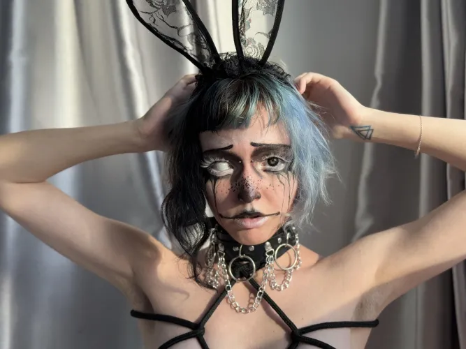 Thumbnail A Playful Alt Bunny from kawaiiipunk: Collared Cuteness