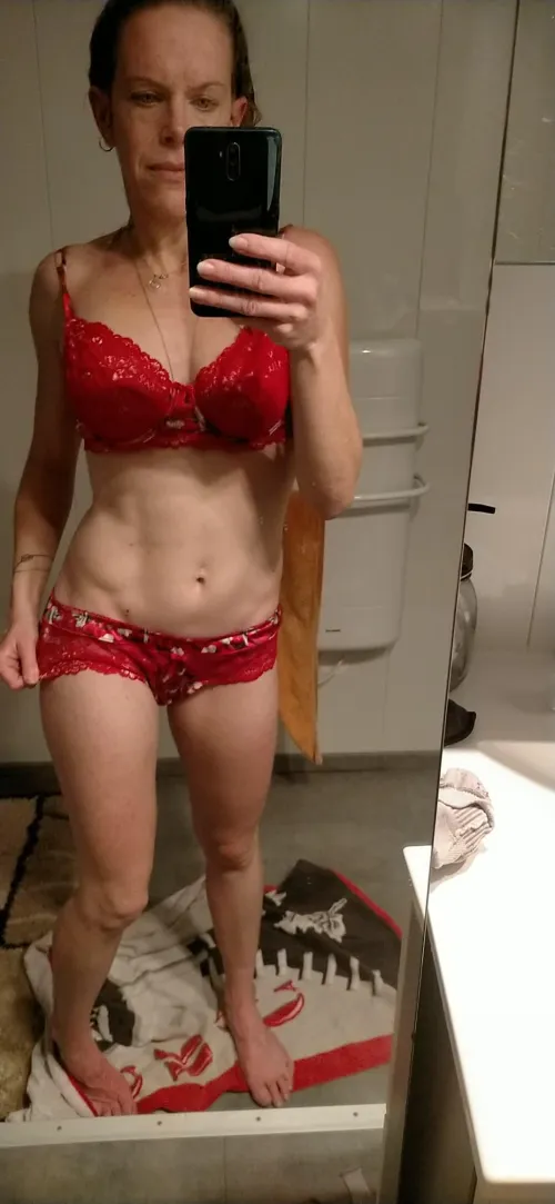 Thumbnail Appreciating Red Lingerie Elegance by Fee_du_logis