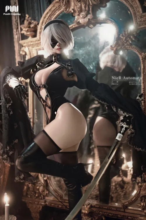 Thumbnail YoRHaBooty Transforms as 2B in Sensational Puutincos Cosplay