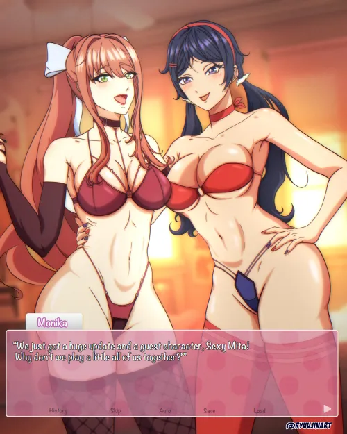 Thumbnail Monika and Mita Ryuujinart Doki Doki Literature Club Miside by RyuujinArt
