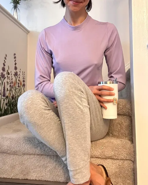 Thumbnail Relaxing with Tea on the Stairs by selke37 in the Braless Category