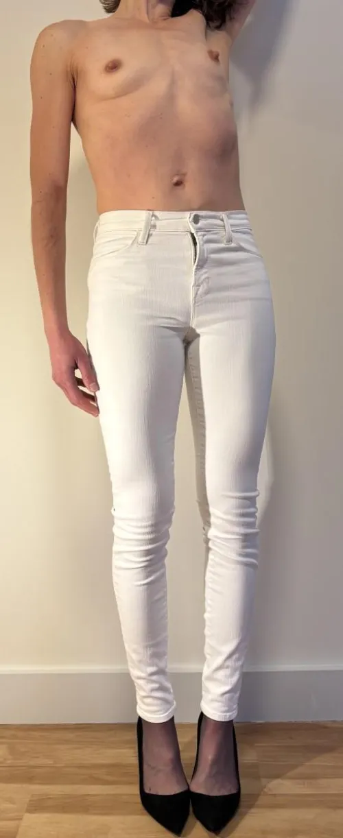 Thumbnail Winter White Wonders: Topless Styling with Jeans by Happierbed