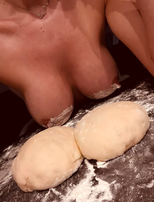 Thumbnail SexyhotwifeIRL Shapes Pizza Dough and More in Boobs