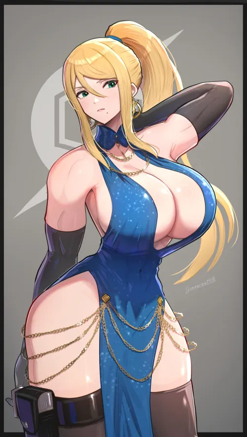 Thumbnail Samus in the Modakawa Dress by Throwawheylmao in Fitdrawingirls