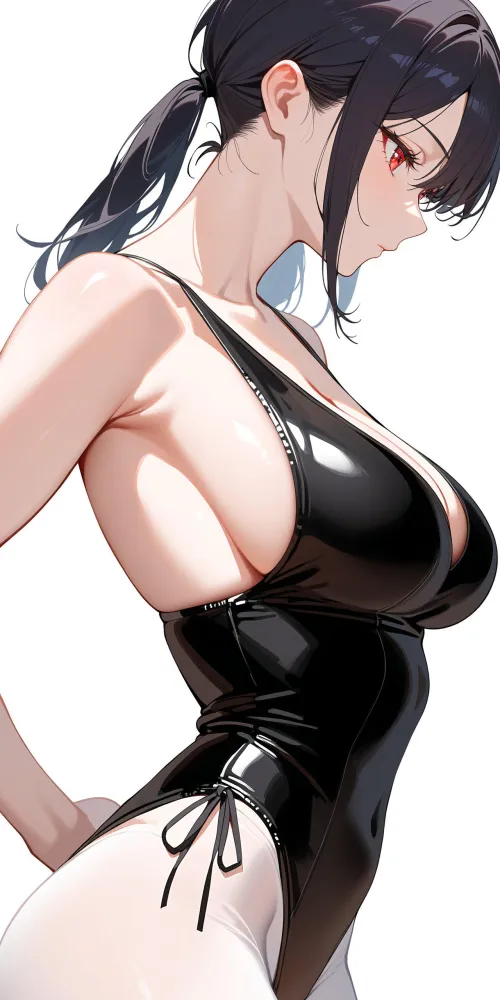 Thumbnail CheetahSperm18's Anime Bodysuits: Black Leotard & White Tights