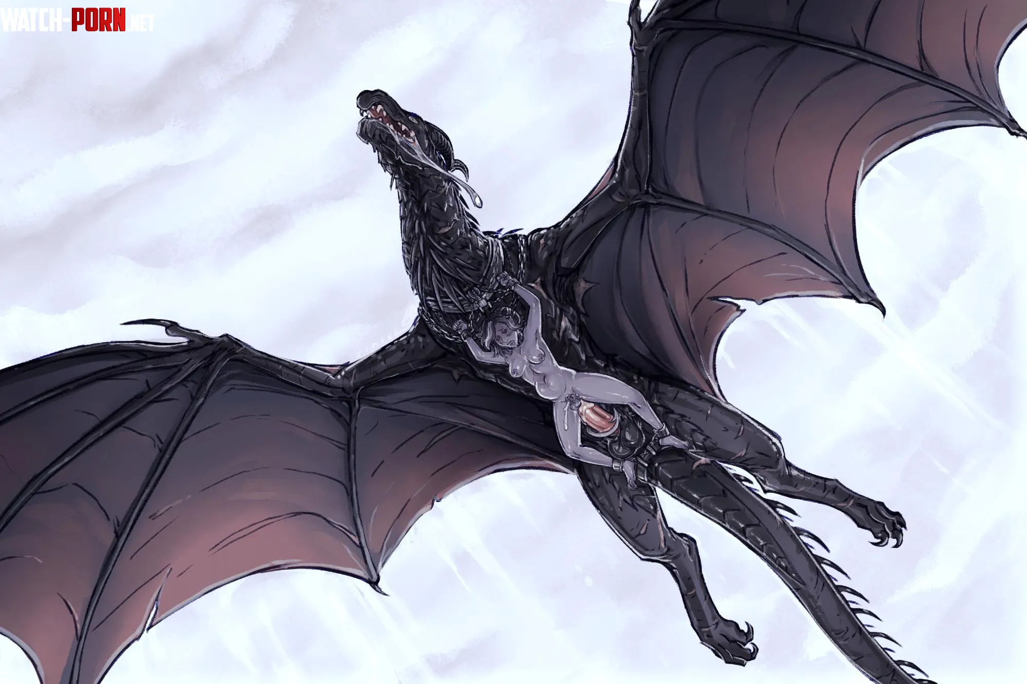 Martizia writhes in agonized bliss as each beat of Delzys wings slides her up and down his throbbing cock sinisk by Flappabill