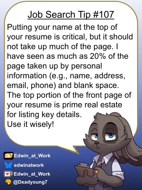 Thumbnail Is Your Name Too Big? Job Search Tip by Edwin_at_work in furry