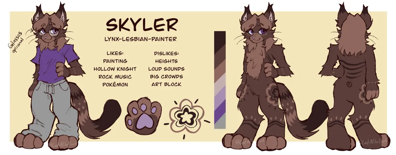 Thumbnail Fursona Ref Sheet Rework by CatAfterDark in Furry Category