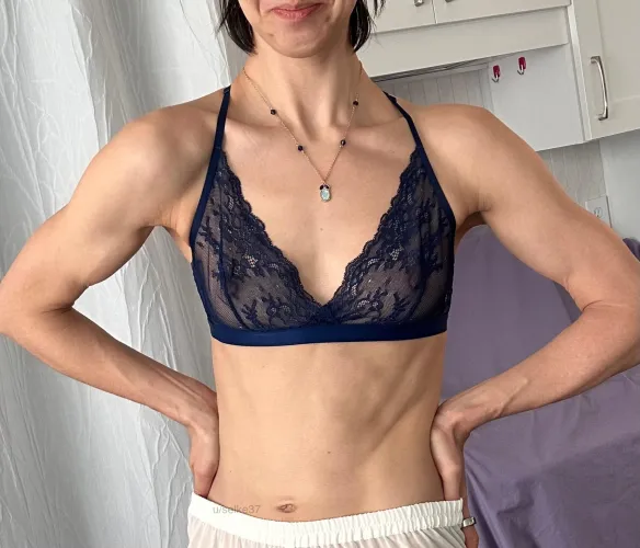 Thumbnail Discover selke37's Navy Blue Sheer Lace Bralette Story | Brawesome