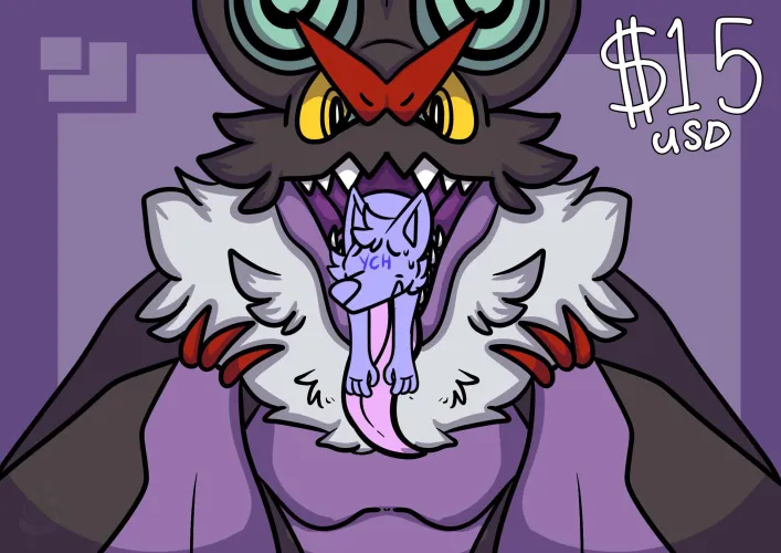 Thumbnail Mement0-Morii's Noivern Vore YCH Illustration - A Glimpse into Vore