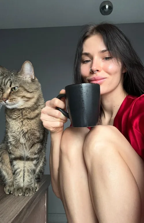 Thumbnail Sunny_Siren's Love for Hot Tea and Brunette Cats