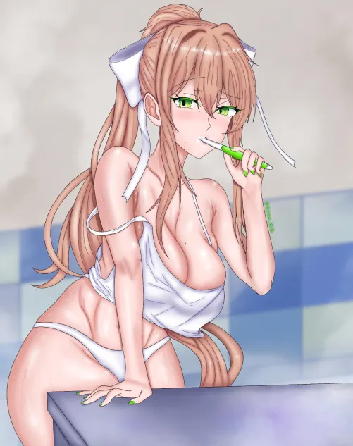 Thumbnail Morning Monika Art by Synn: A DDLCRule34 Delight by mindlessgonzo2