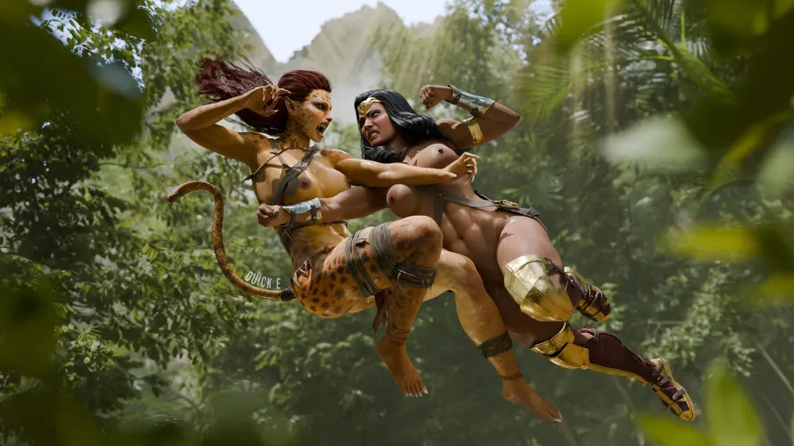 Thumbnail Wonder Woman vs. Cheetah Quick E DC Battle by EroMestre in Superheroporn