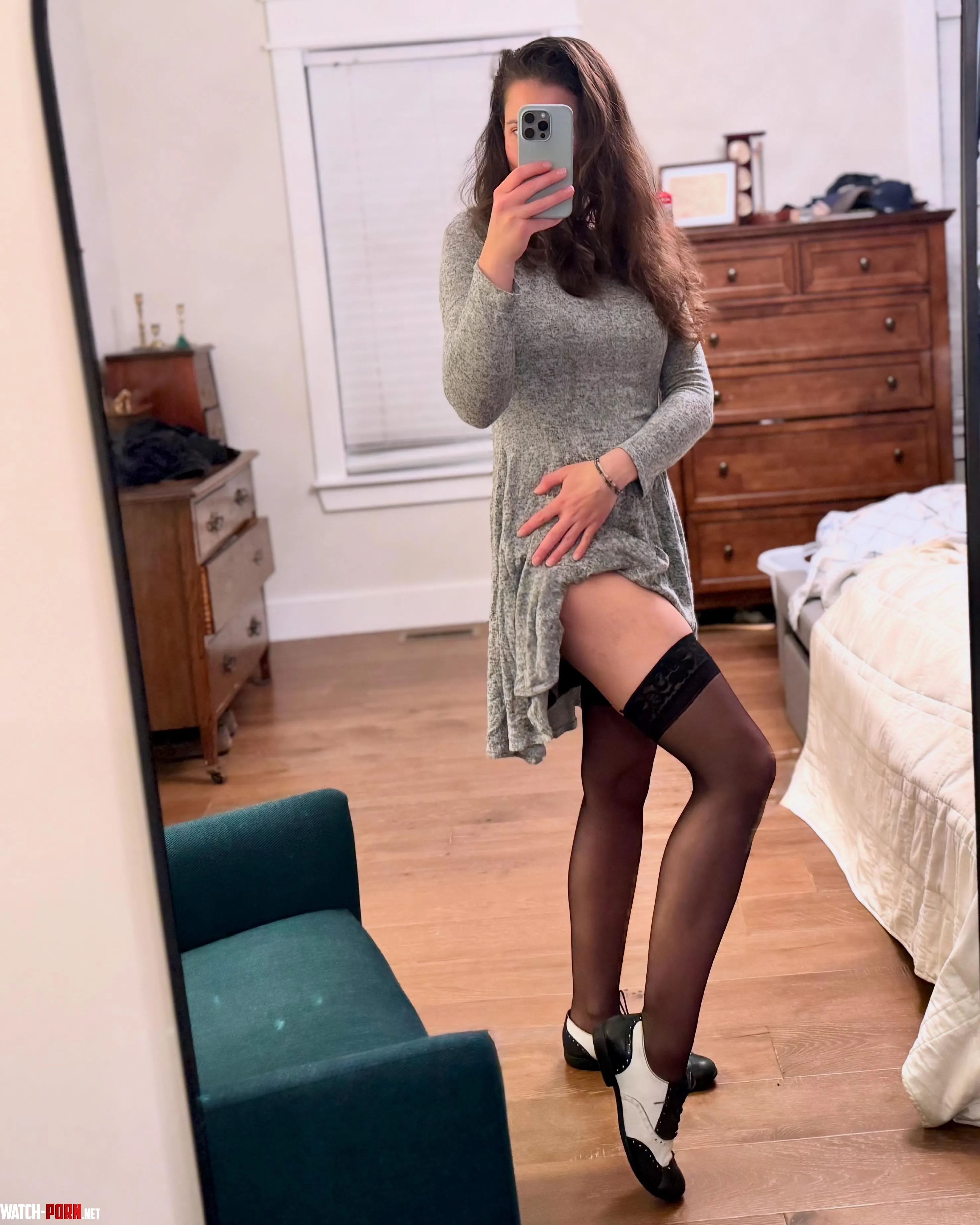 36 and hiding sexy lace under my work dress by CelesteMessFeet