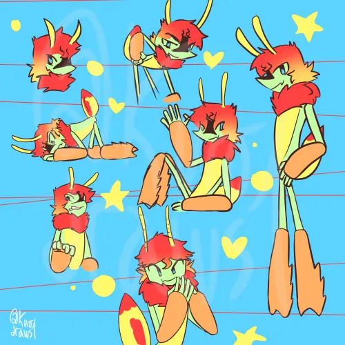 Thumbnail Quick Sketches of Insect OC by Kuroburoo | Furry Category