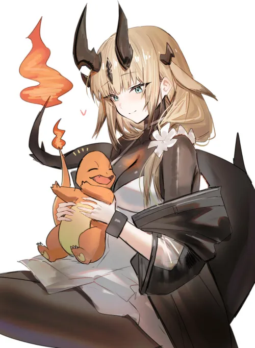 Thumbnail Reed with Charmander Arknights by CheetahSperm18 in MonsterGirl: Unique Pairing