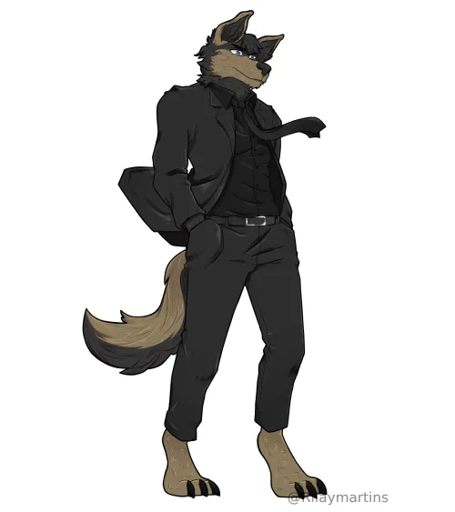 Thumbnail German Sherped on Suit: Furry Art by Rilaymartins