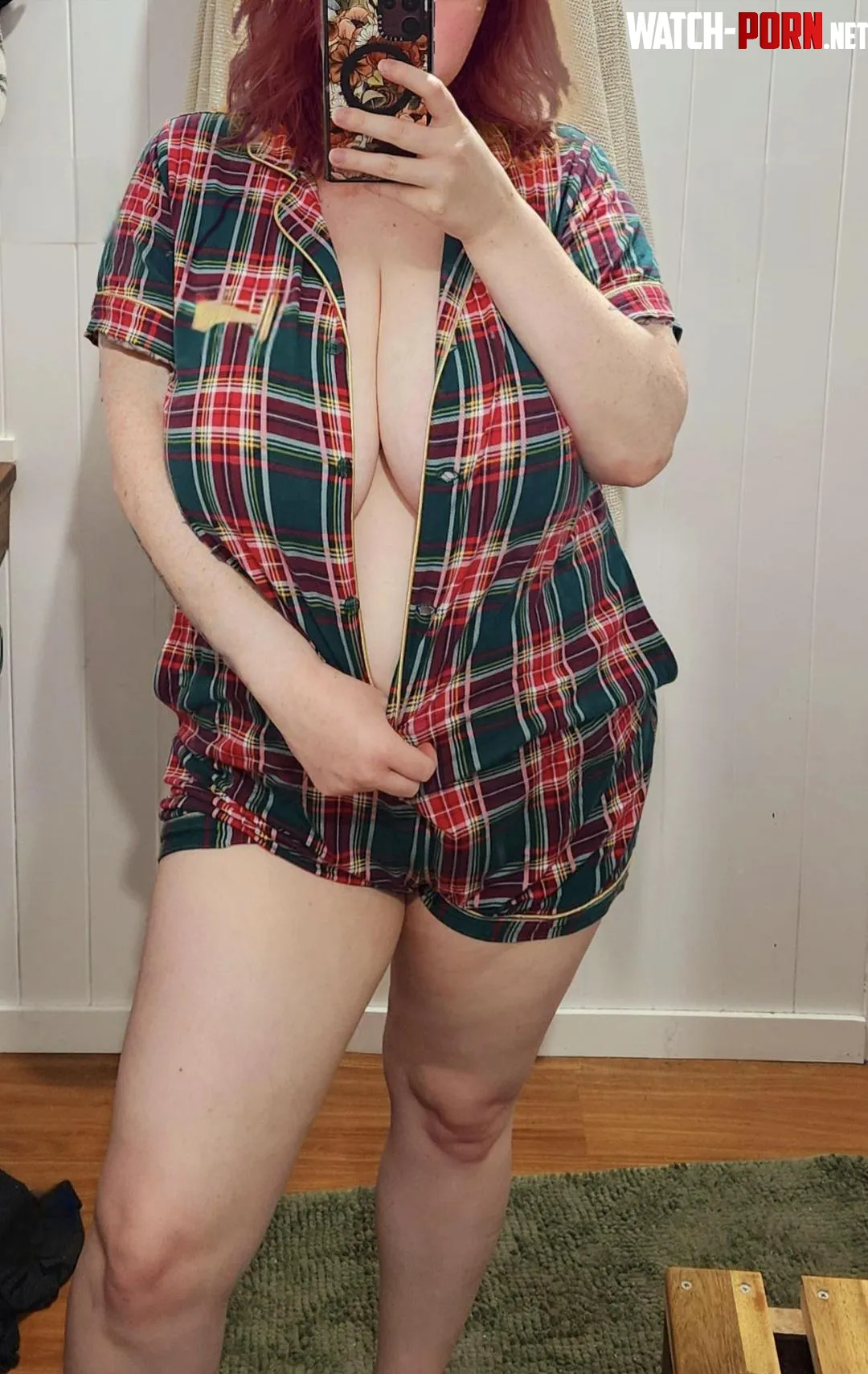 Purple hair pale and plaid pajamas  by bellaboobabe