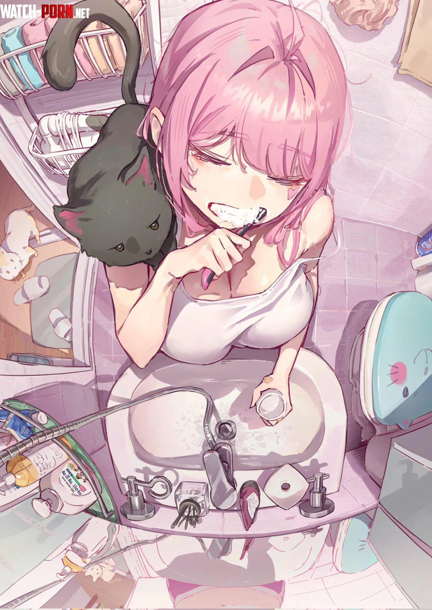 Brushing her teeth Artists OC by marxsander2016