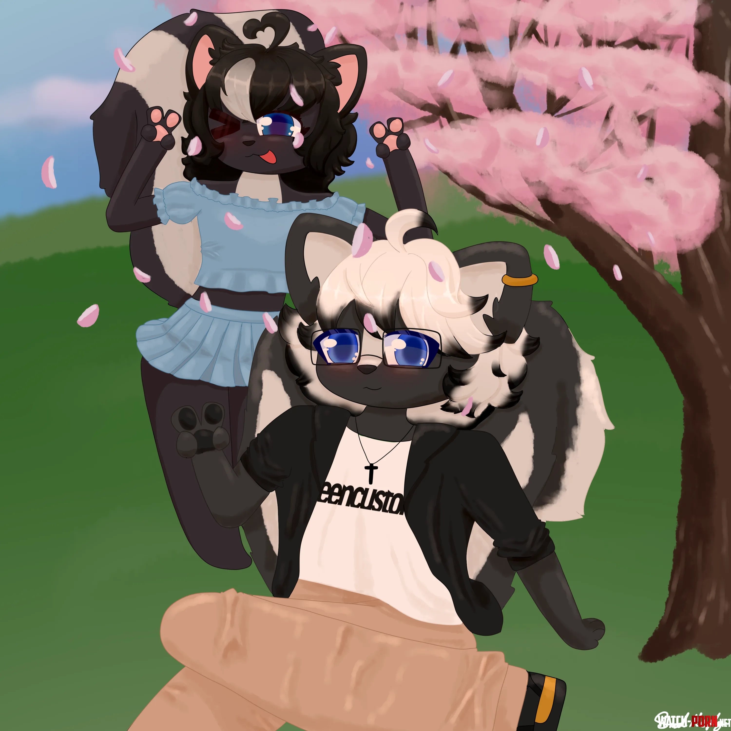 Chilling by a cherry blossom tree by me by SmolMephy