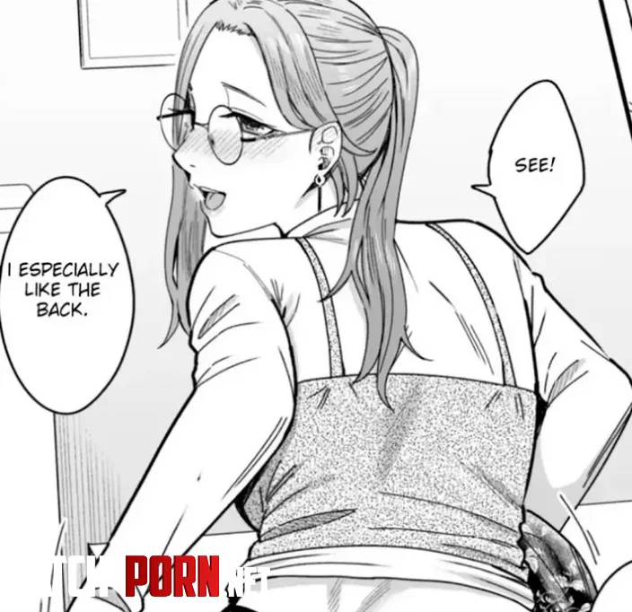 LF Mono Source See I especially like the back 1girl camisole earrings forehead from behind halfclosed eyes light hair long sleeves looking back midriff nose blush open mouth ponytail round eyewearround glasses upper teeth only white shirt by HentaiSource_Archive